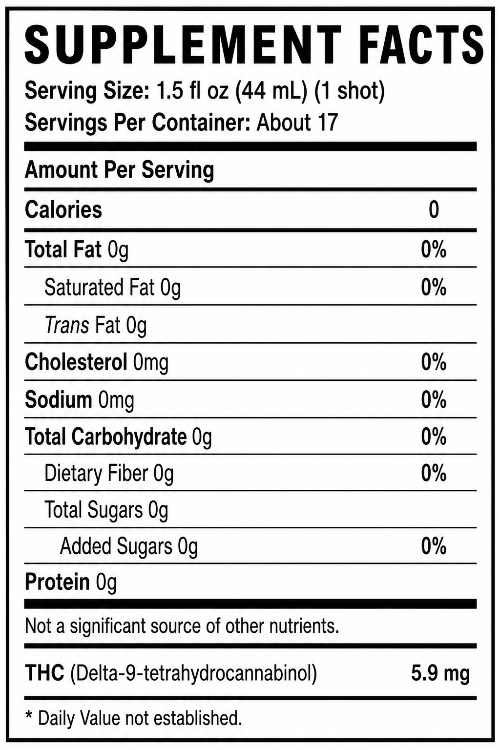 100mg unflavored alcohol alternative nutrition facts