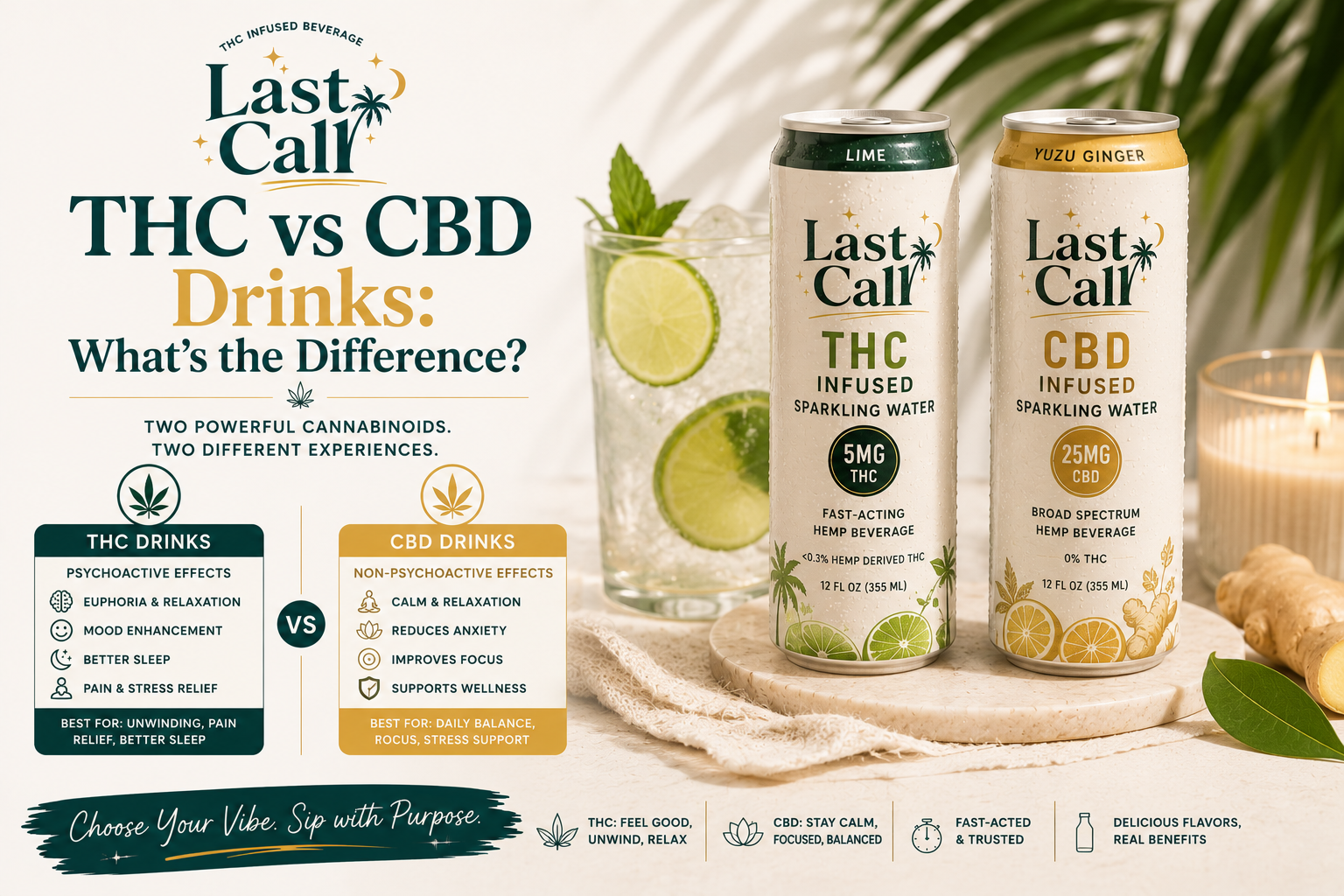 THC vs CBD Drinks: What's the Difference?